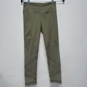 Victoria Sport Capri Leggings Women XS Green Knockout Mesh Strappy Activewear